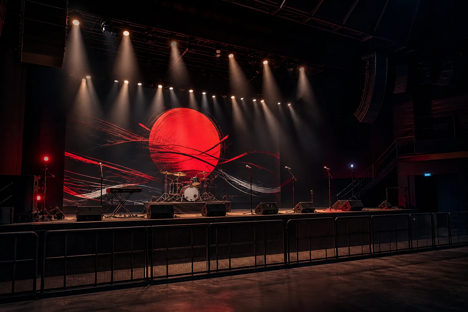 Escenario musical vacío preparado para un concierto anisong